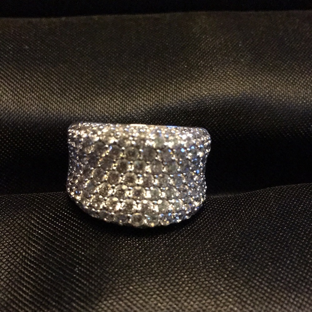 Platinum Over Silver Cubic Zirconium Pave Ring